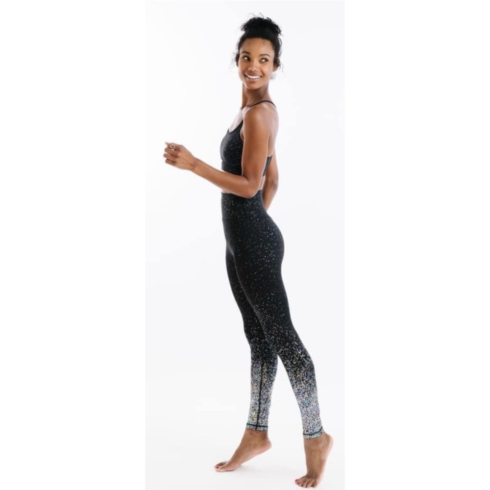 ZYIA Active Black Ombre Reflective Mirage Brilliant 7/8 24" Leggings 8-10 $90